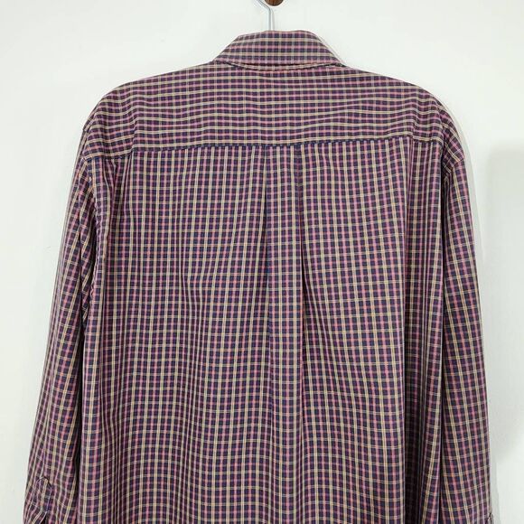 Jos. A. Bank Blue Plaid Button-Up Shirt Size Large Preppy Plaid Shirt - Picture 5 of 8
